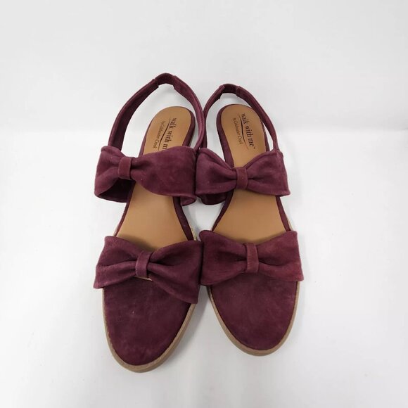 Coldwater Creek Shoes - Coldwater Creek Walk With Me Suede Leather Burgundy Heeled Sandals Size 11 M